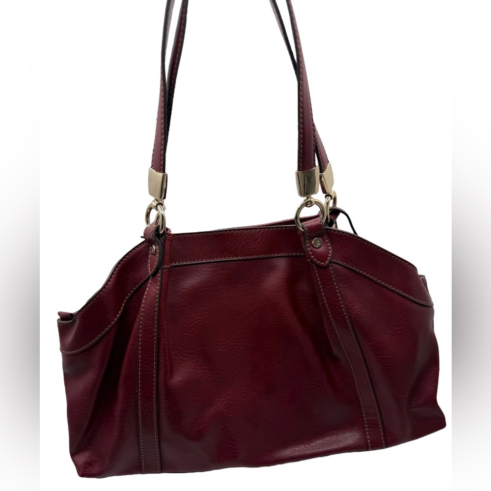 Liz Claiborne Shoulder Bag Burgundy with gold-tone details